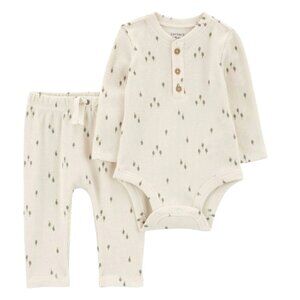 Carters Baby 2-Piece Tree Print Thermal Bodysuit & Pant Set 24M Cotton Blend